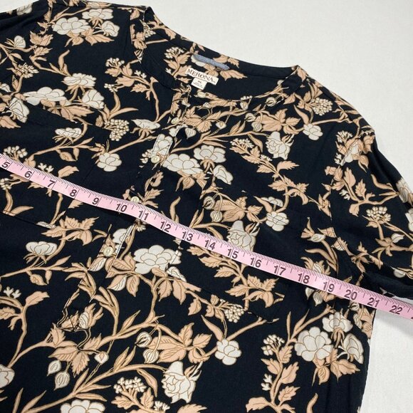 Merona Womens XL Floral Print Long Sleeve Tunic Top Black & Beige - Picture 4 of 7